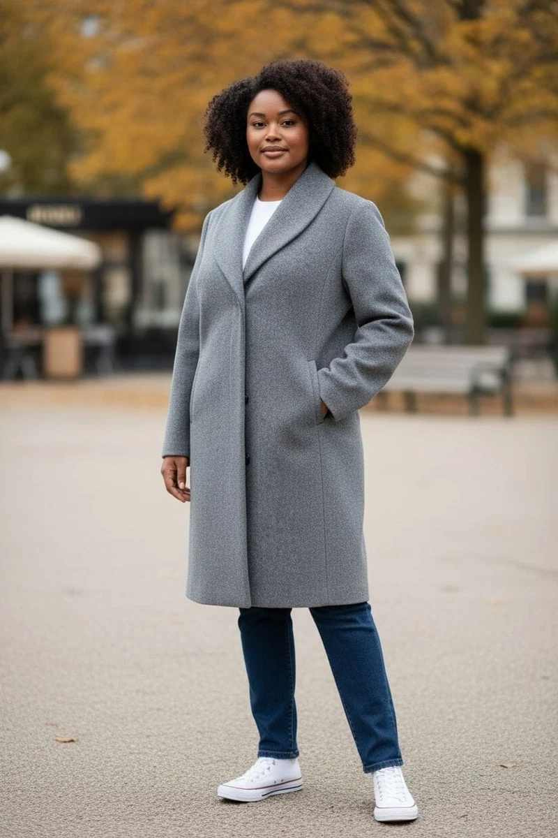 Manteau Femme Moiselle Gris - Taille UK 12 - Laine Et Nylon - Occasion
