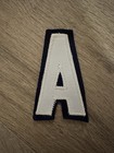 Vintage Hand Cut Tackle Twill Letter A 2 Color White On Navy 3 1/4” 3.25 Inches — photo 1