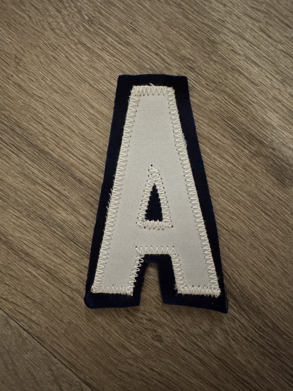 Vintage Hand Cut Tackle Twill Letter A 2 Color White On Navy 3 1/4” 3.25 Inches