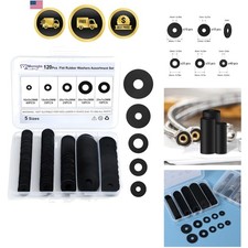 120Pcs Flat Rubber Washers Assortment Kit,16/18/20/25/30mm Black Washer,Vibra...