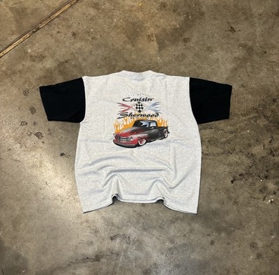 Vintage 2000 s Flaming Racing Driving Graphic Tee Cruisin  Sherwood Classic Sz L