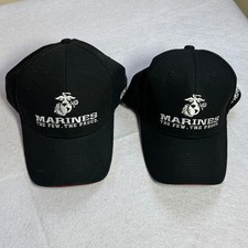 US Marine Corps Embroidered Baseball Cap Black Red Trim "The Few The Proud"