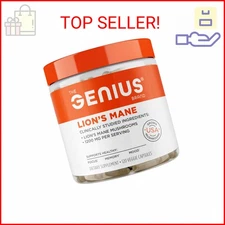 The Genius Brand Genius Lion's Mane - Plant-Based Supplement for Memory, Focus &