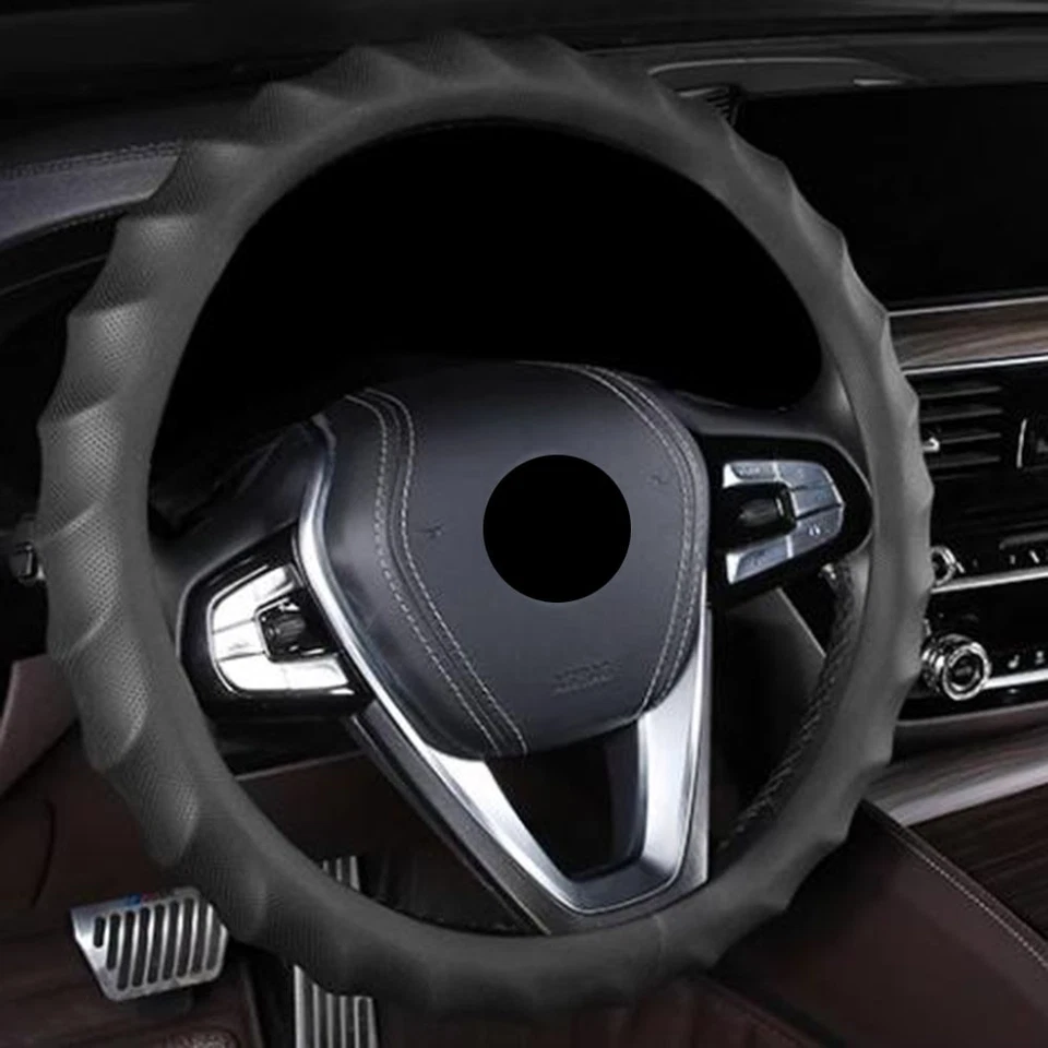 For Chevrolet 15" Car Steering Wheel Cover Leather Perforated Non-slip Protector - Image 2 of 4