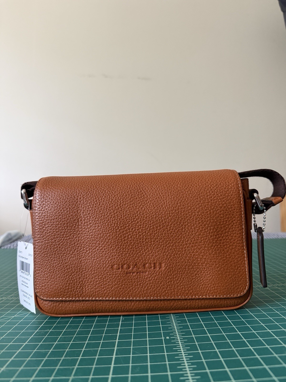 NWT Coach Jack Small Flap Crossbody Bag Brown Soft pebble leather
