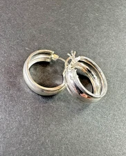 Sterling Silver Hoop Earrings Signed FAS 925