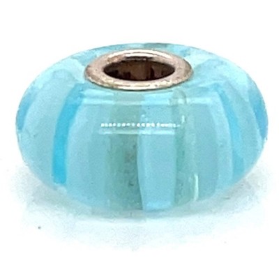 Trollbead hellblau gestreifte Glasperle