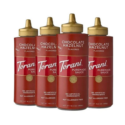 Torani Puremade Sauce Chocolate Hazelnut Coffee Dessert 16.5  4 Pack USA Seller