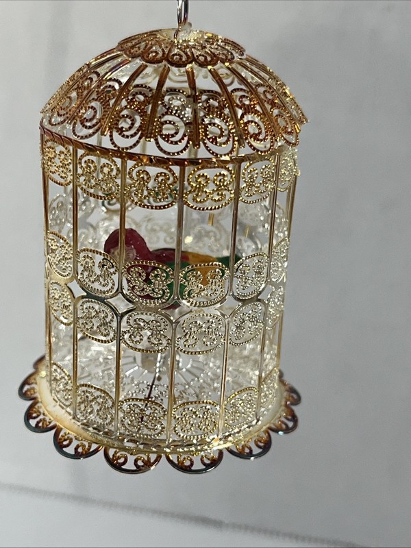 Vintage Metropolitan Museum of Art Gold Filigree Metal Bird Cage Ornament 