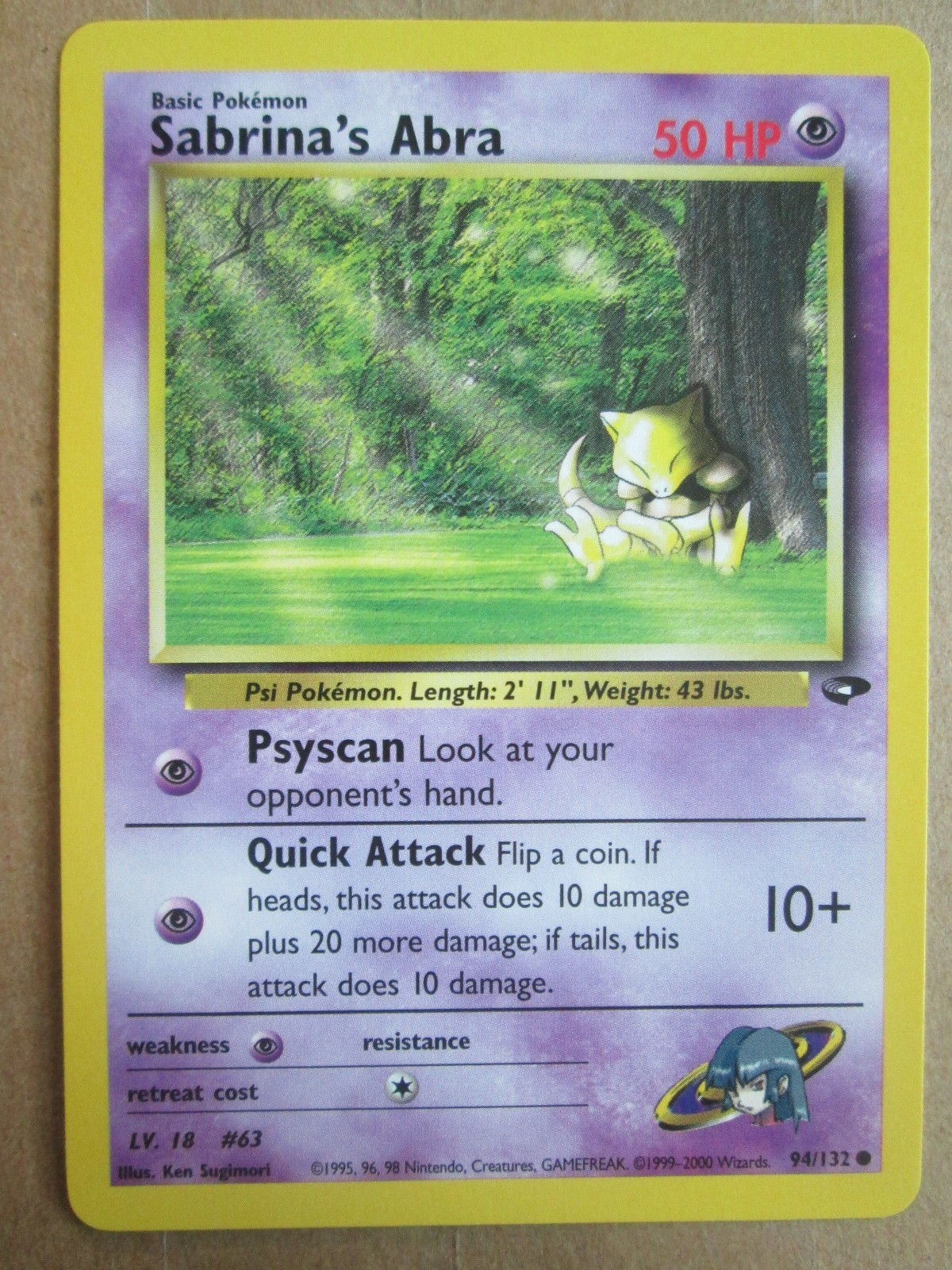 Sabrina's Abra - 94/132 - Common WOTC TCG—Gym Challenge Set Pokemon