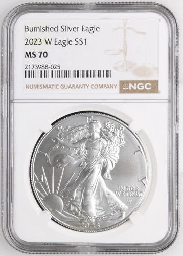 2023 W Bullion Silver Eagles NGC MS-70 W Burnished Silver Eagle