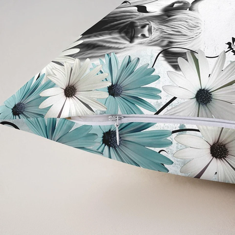 Paquete de 4 fundas de cojín de ganado Highland de 18x18 pulgadas divertidas de tiro de vaca toro pillo... Foto 3 de 4