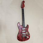 6 String red Ash Lightning Struck Wood Electric Guitar — photo 8
