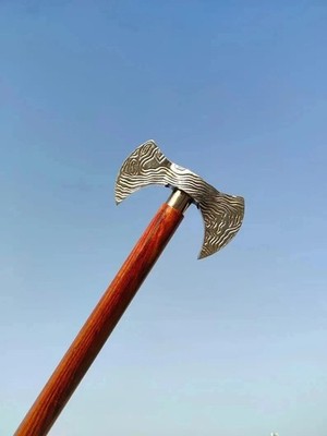 Vintage Brass New Axe Head Handle For Handmade Wooden Walking Stick Cane Gift