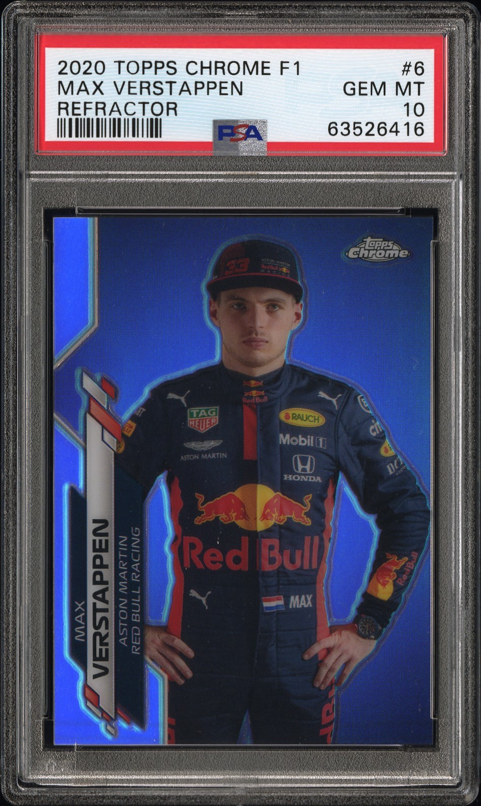 2020 Topps Chrome F1 Refractor - Max Verstappen #6 - PSA 10 Rookie RC Formula 1