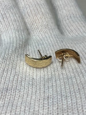 Massive Ohrringe 14 Karat Gelbgold Diamantmuster