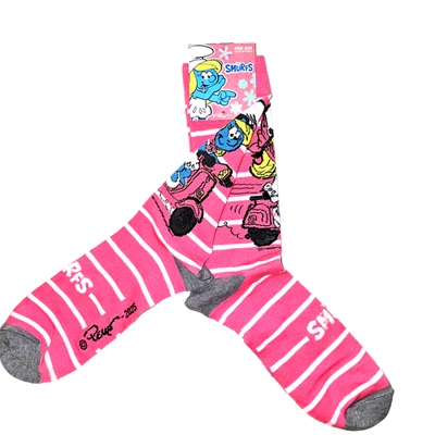 Smurfs Smurfette Unisex Funny Adult Novelty Pink Long Socks. NWT. One size - Image 1 of 4