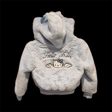 Forever 21 x Hello Kitty Plush Hoodie Jacket - Soft Blue Kids Size 7/8