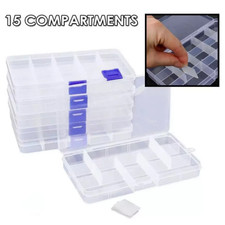 6 P Clear Jewelry Box Plastic Bead Storage Craft Container Earrings Organizer //
