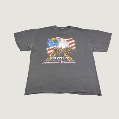 Vintage Thunder Sportswear Protect Our American Tradition Eagle T-Shirt XL 90s