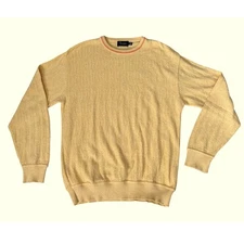 Vintage Tosani Canada Yellow Textured Knit Sweater, Size Large, Quiet Luxury