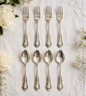 Reed & Barton Georgian Rose Sterling Silver Flatware Set 4 Forks 4 Spoons