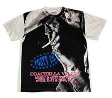 Post Malone T Shirt L White AOP Coachella 2025 Exclusive Posty Co NEW *flaws