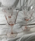 LOT OF THREE PINK DEPRESSION GLASS WINE GLASSES VINTAGE MORGANTOWN?