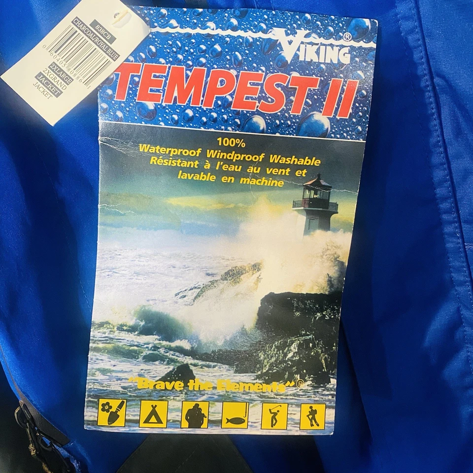 Viking Tempest II Hombres Chaqueta de Lluvia Abrigo 2XL Capucha Extraíble NUEVO Impermeable Azul Foto 4 de 4