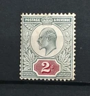 GB KING EDWARD VII SG 229 2D DULL BLUE GREEN AND CARMINE M/MINT