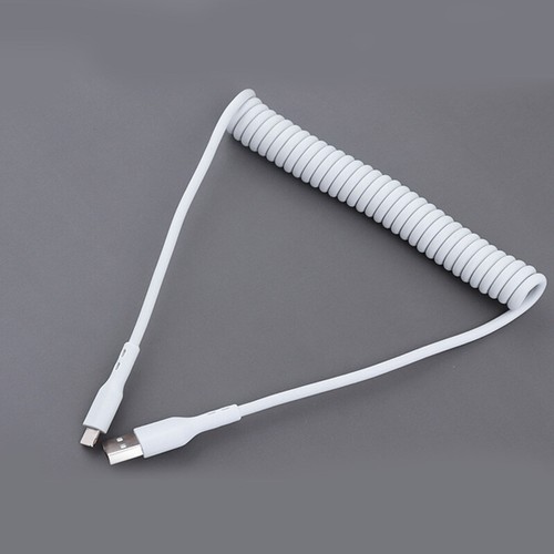 Spring Wire USB C Type C Data Lead Fast Charging Phone Charger Extension Cable// - Zdjęcie 9 z 14