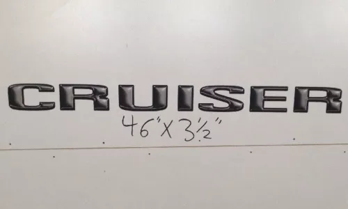 2PCS CROSSROADS 2013  SAHARA CRUISER RV SIDE LOGO DECAL 46X3.5 BLACK GRAY WHITE