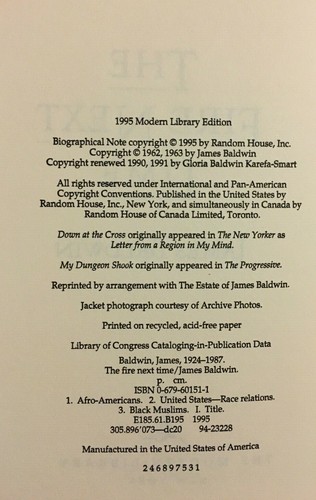 The Fire Next Time by James Baldwin (1995, Very Good+ Rare Hardcover) - Picture 2 of 5