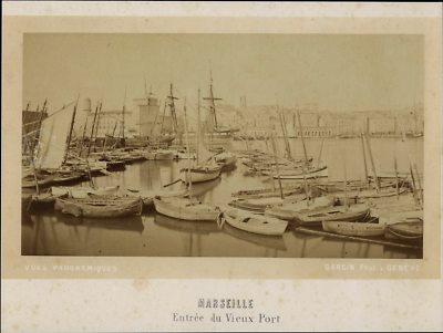 France, Le Havre, Barque de pêche Vintage albumen print. Tirage albuminé
