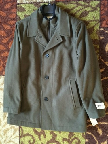 NWT Mens Haggar Wool Blend Coat Sinclair-32 Fatigue $250 - Small - Picture 4 of 6