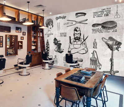 3D Grey G582 Barber Shop Wallpaper Wall Murals Removable Self-adhesive Honey