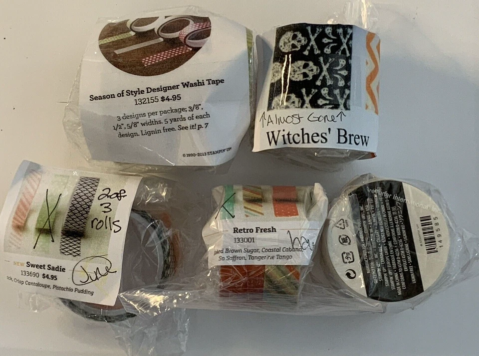 Stampin Up Washi Tape LOT of 11 ROLLS Sadie Retro Witches Brew Seasons of Style - Image 2 of 4