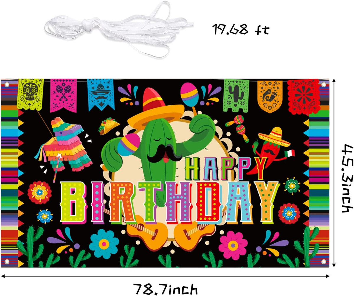 Mexican Fiesta Happy Birthday Backdrop Banner Xtralarge Mexico Cinco De Mayo Bac