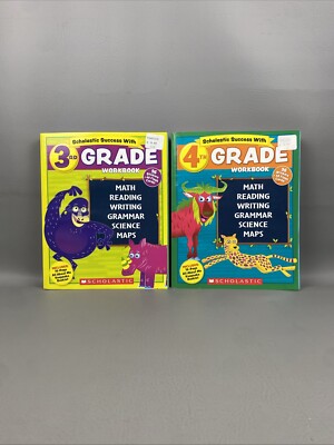 Scholastics Workbooks 3rd and 4th Grade Set of 2 Homeschool Educational Jumbo