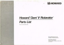 HOWARD GEM V PETROL ROTAVATOR ORIG. 1977 FACTORY ILLUSTRATED FACTORY PARTS LIST