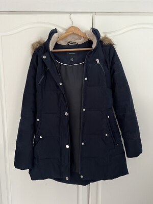 Winterjacke blau navi fell Kapuze Wintermantel