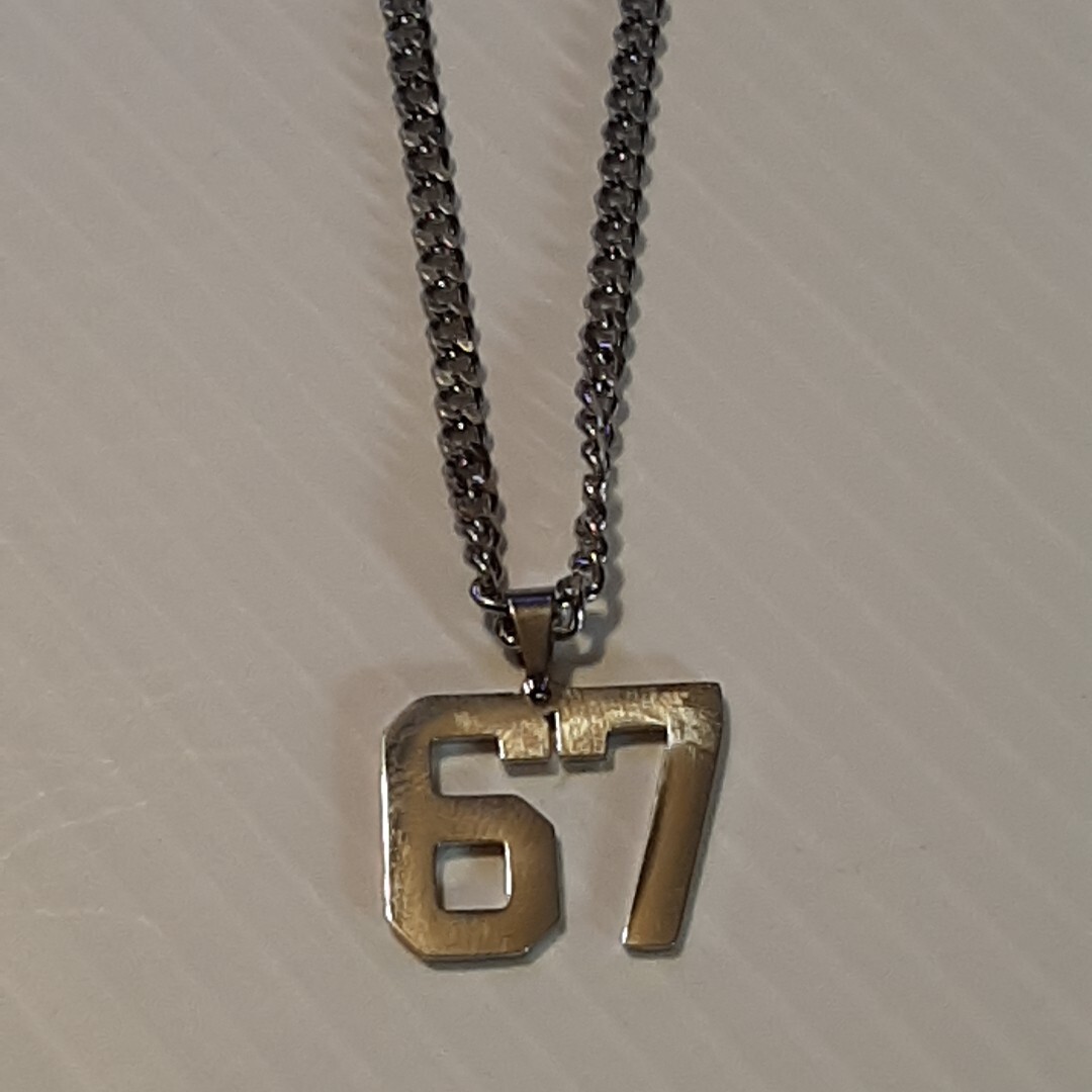 67 BASEBALL FOOTBALL NUMBER Pendant Charm / 18