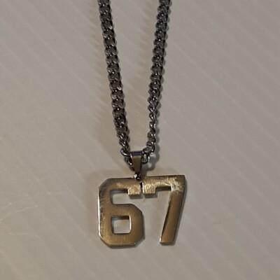 67 BASEBALL FOOTBALL NUMBER Pendant Charm / 18
