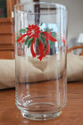 Poinsettias & Ribbons Tumblers (pair) 12 oz. Bottle Bottom  Glass Tienshan Red! — photo 4