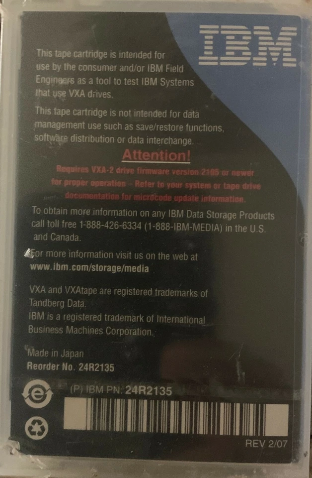 IBM VXA Tape X6 Data Cartridge 62 Meters 20/40GB 24R2134 ** Brand New ** - Image 2 of 4