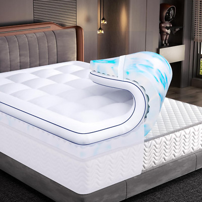 Twin XL 4'' Dual Layer Memory Foam Mattress Topper for Comfort & Pain Relief