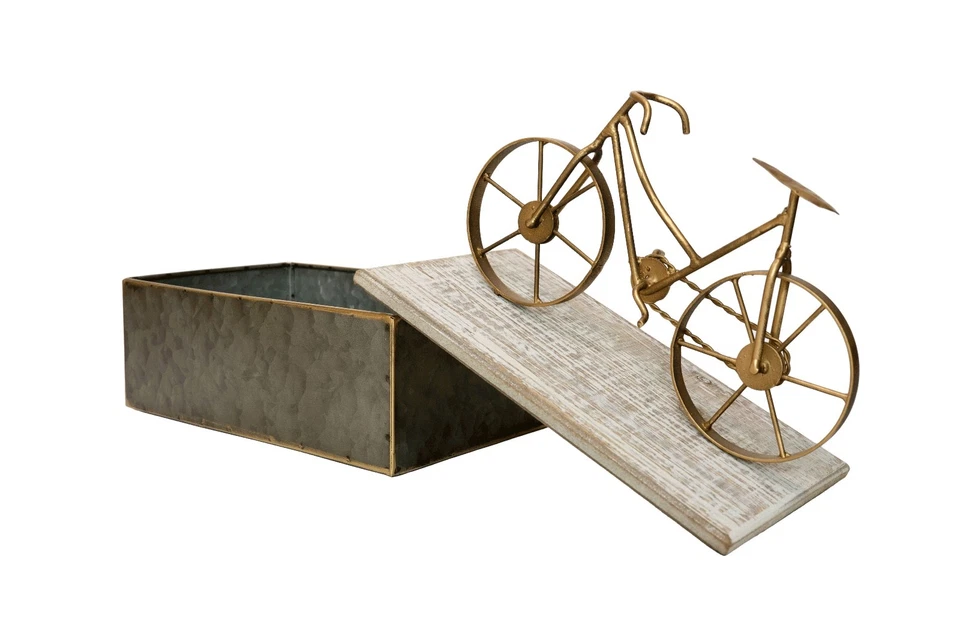 Golden Bicycle Decorative Storage Box, Jewelry Box, Home Decor Gift - Image 4 of 4