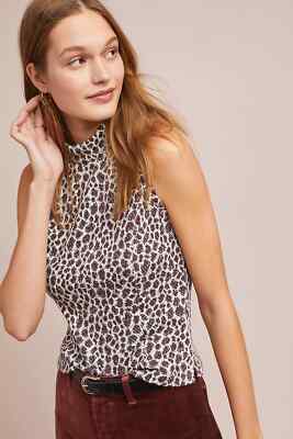 New! XS NWT Anthropologie Akemi Kim Knit ''Sleeveles Leopard Top''