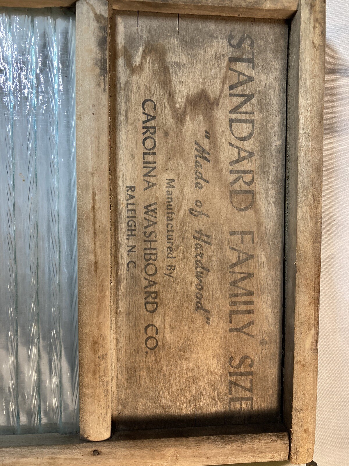 Vintage Glass Carolina Washboard Co. Raleigh NC Standart Family Size