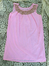 Vintage MCM 1960s Pink Cotton Newberry Women's Pink Nightie / Nightgown Bust 42